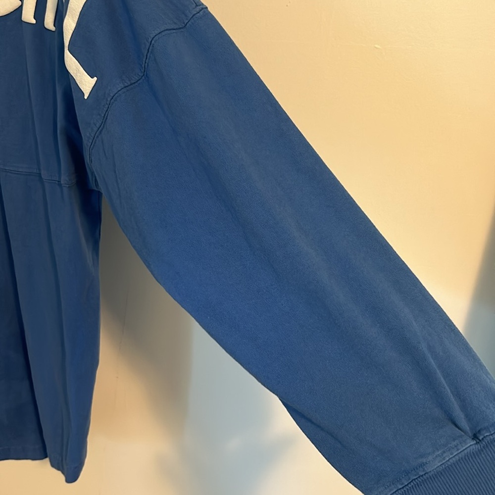 Spirit Jersey Maine Girl dropped shoulder long sleeve Blue Jersey Sweater size S - Picture 6 of 11